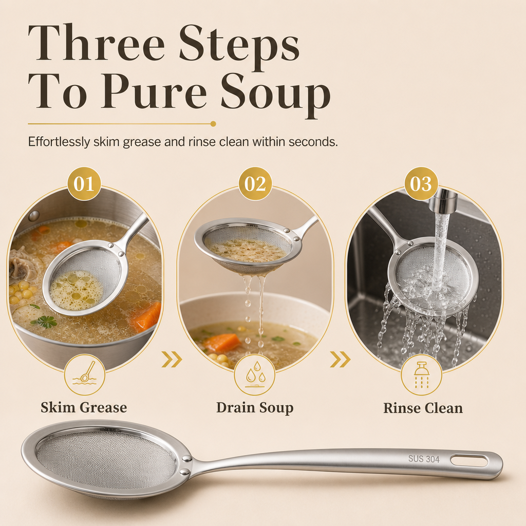 Stainless Steel Fine Mesh Skimmer Spoon