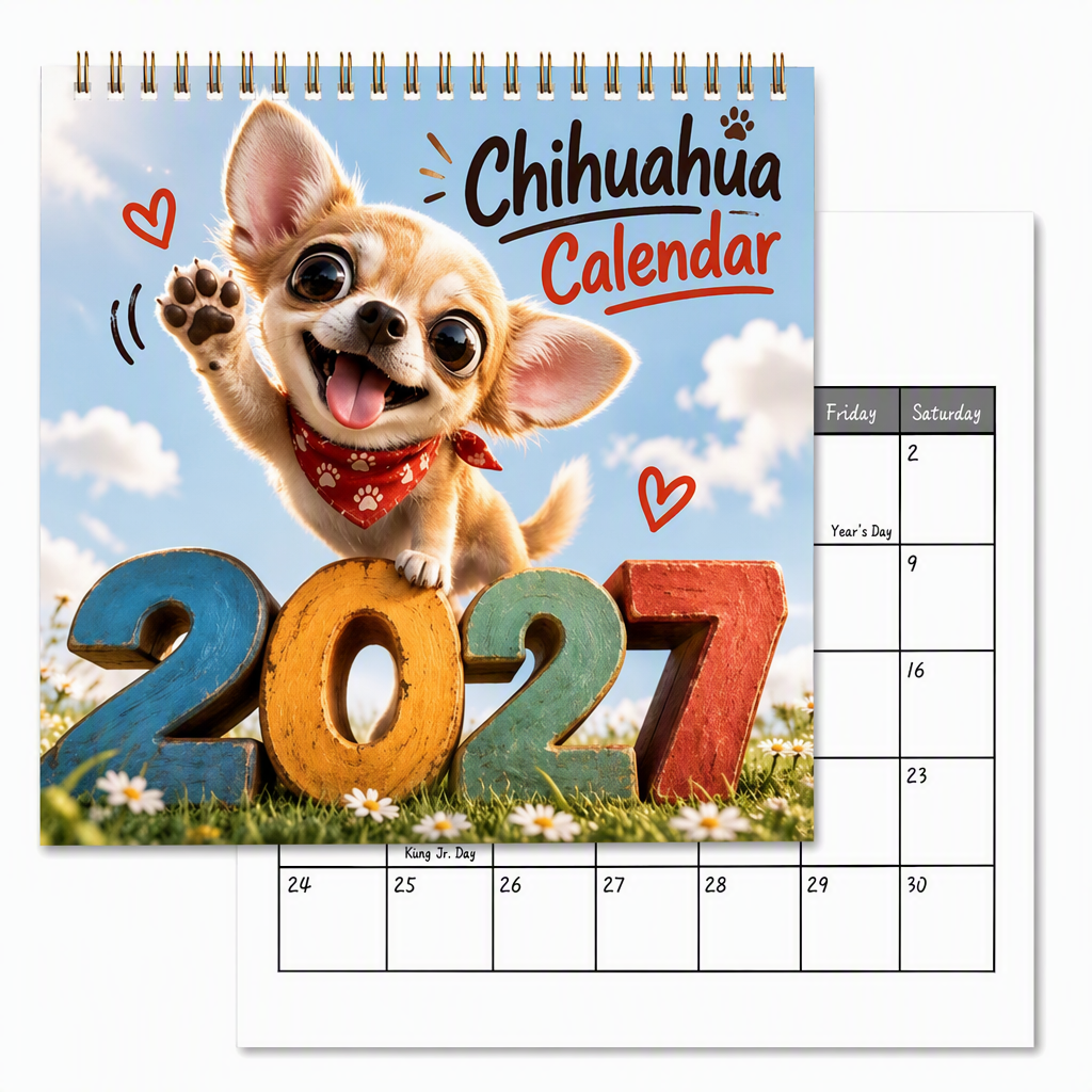 Chihuahua 12 Month Wall Calendar
