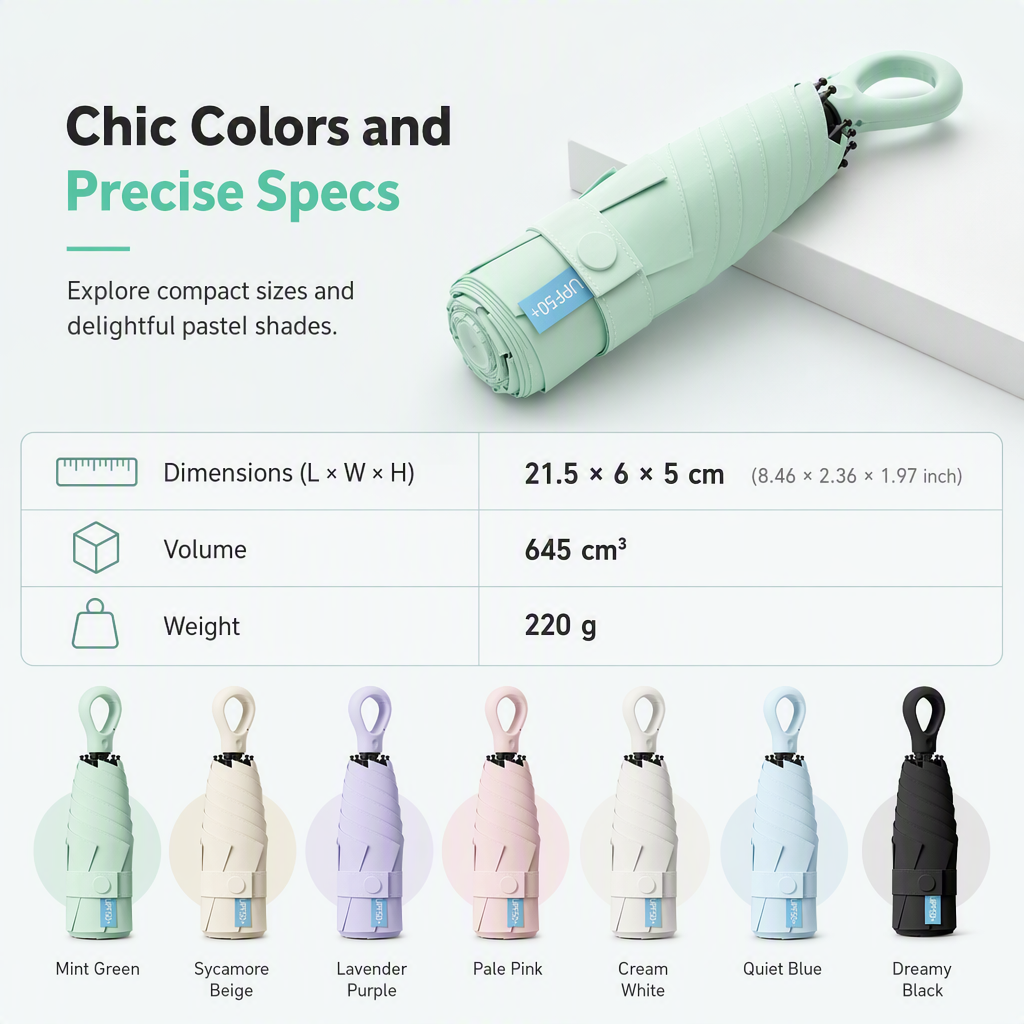 Portable 5-Fold Pocket Sun and Rain Umbrella
