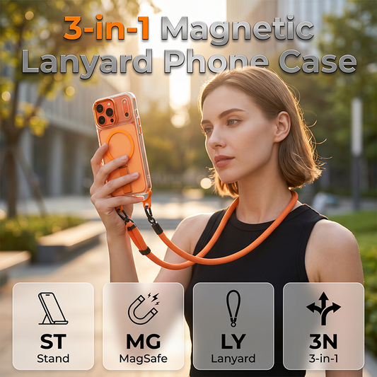 Carry Phone Hands-Free! No-Drop Lanyard Kickstand Case