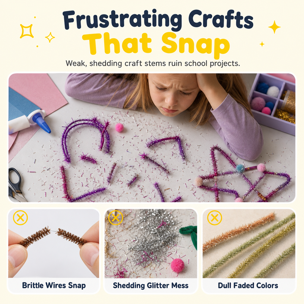 100-Piece Glitter Chenille Stems for DIY Crafts