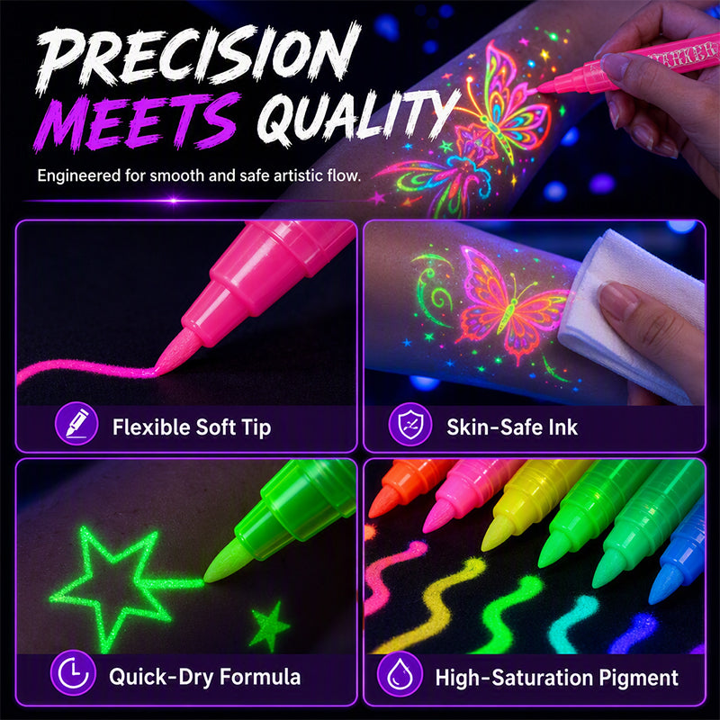 Glow Under Blacklight Instantly! No-Smudge UV Tattoo Pens