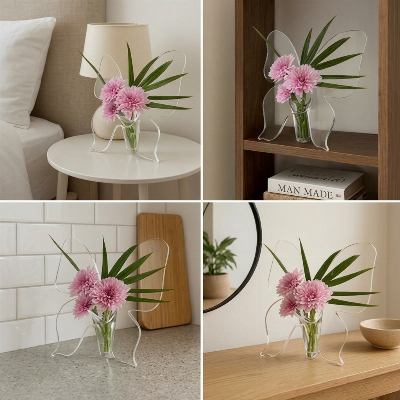 Display Flowers Artfully Instantly! Transparent Butterfly Vase