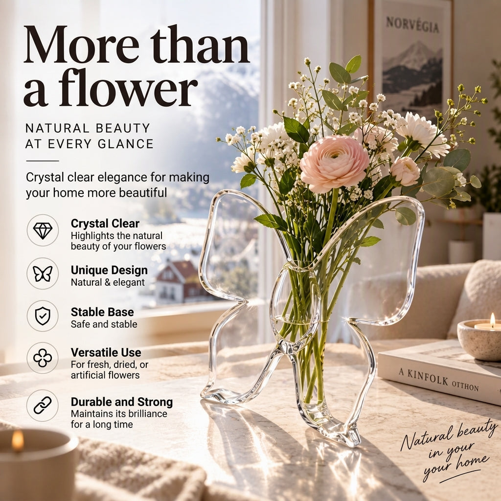 Display Flowers Artfully Instantly! Transparent Butterfly Vase
