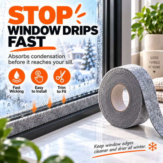 Stop Window Drips Instantly! Self-Adhesive Absorbent Felt Strip