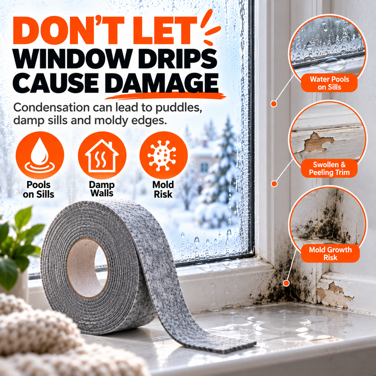 Self-Adhesive Window Condensation Absorbent Felt Strip