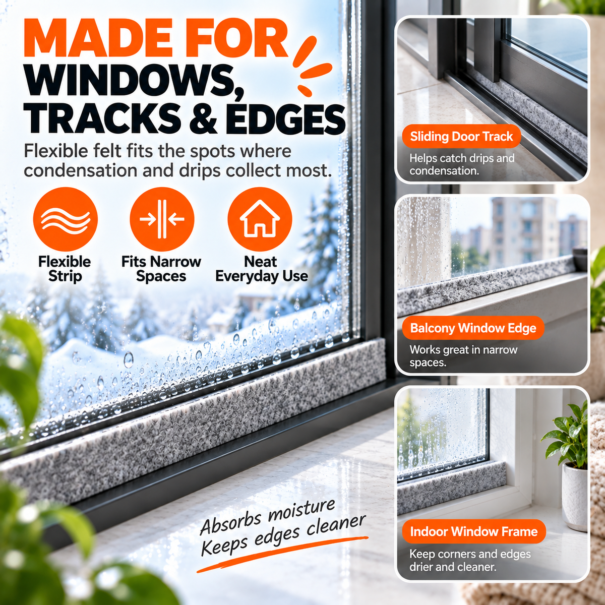 Self-Adhesive Window Condensation Absorbent Felt Strip