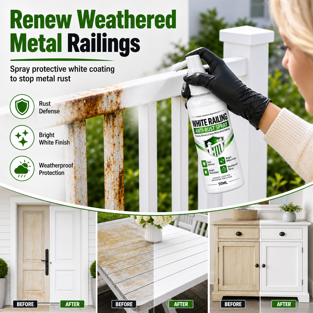 Renew White Railings Instantly! No-Rust Spray-On Coating