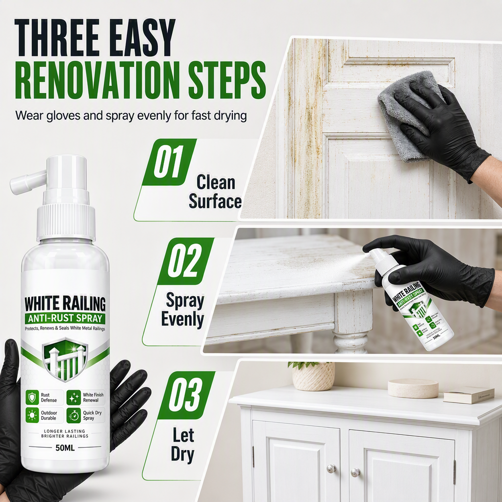 Renew White Railings Instantly! No-Rust Spray-On Coating
