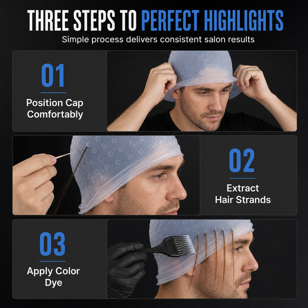 Get Salon Highlights Instantly! Bleed-Free Silicone Hair Dye Cap