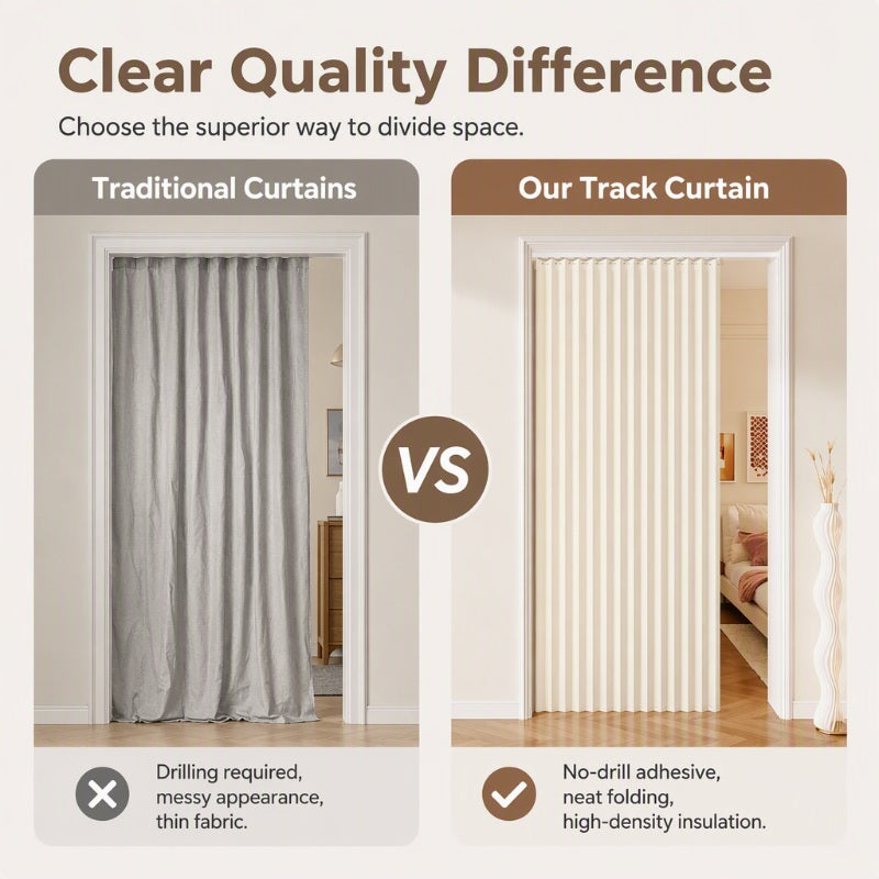 Add Privacy Instantly! No-Drill Adhesive Sliding Curtain