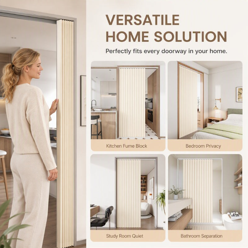 Add Privacy Instantly! No-Drill Adhesive Sliding Curtain