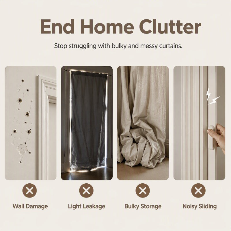 Add Privacy Instantly! No-Drill Adhesive Sliding Curtain