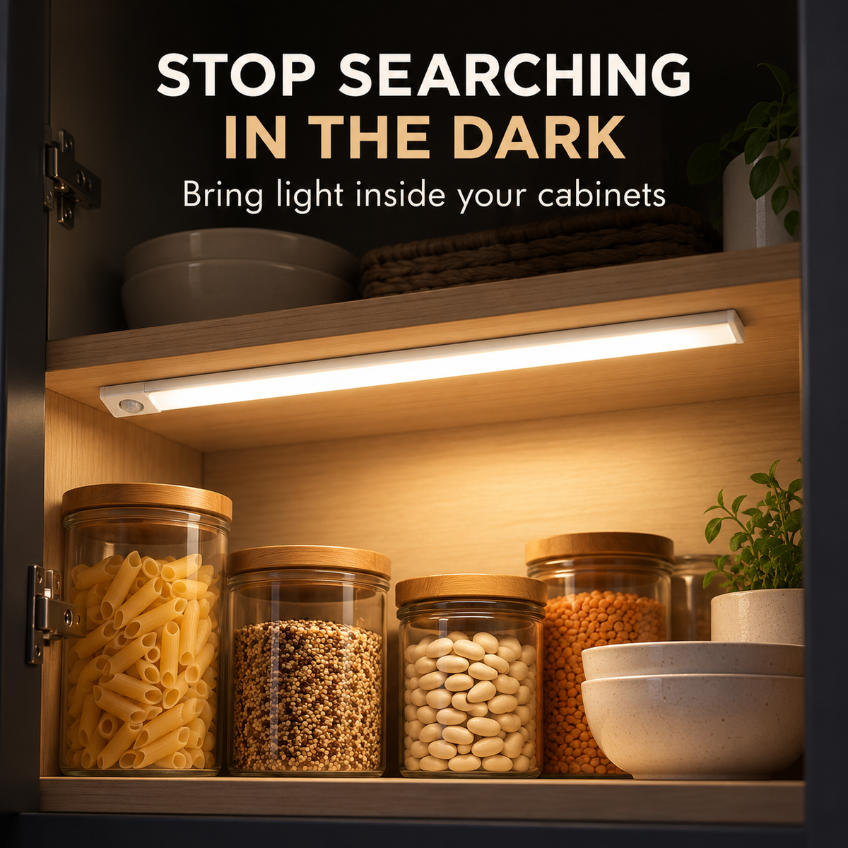 Auto-Light Any Cabinet! No-Wire Motion Sensor LED Bar