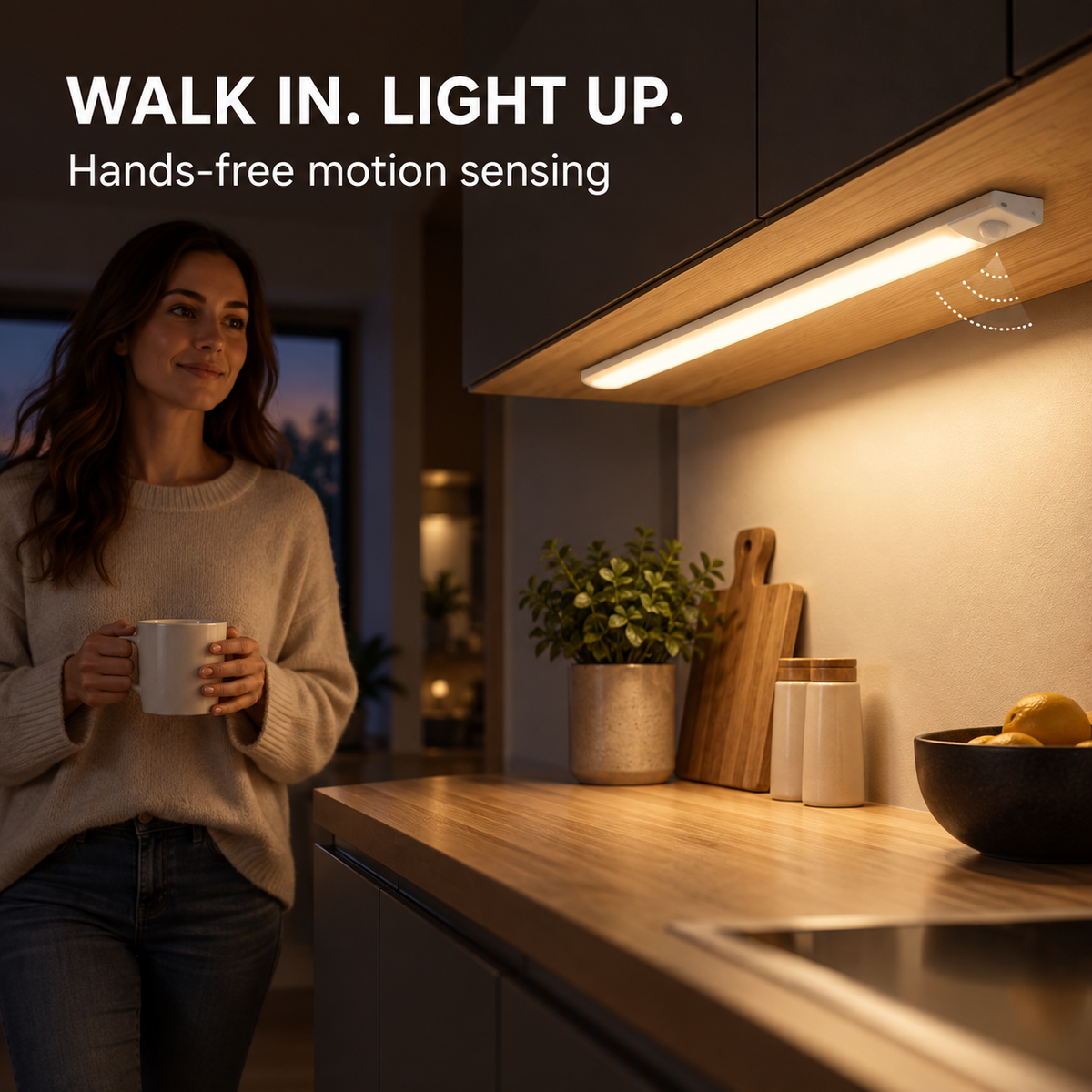 Auto-Light Any Cabinet! No-Wire Motion Sensor LED Bar