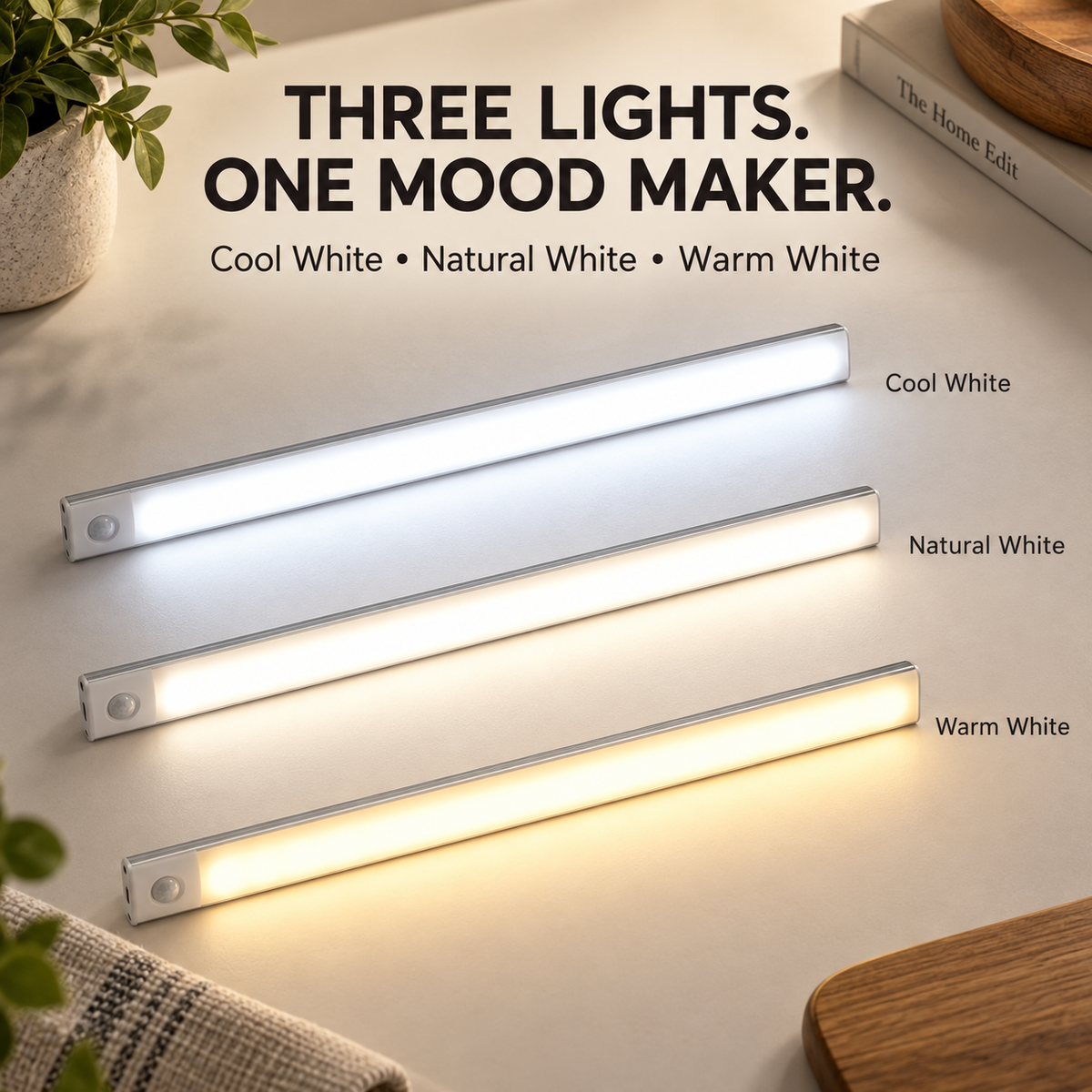 Auto-Light Any Cabinet! No-Wire Motion Sensor LED Bar
