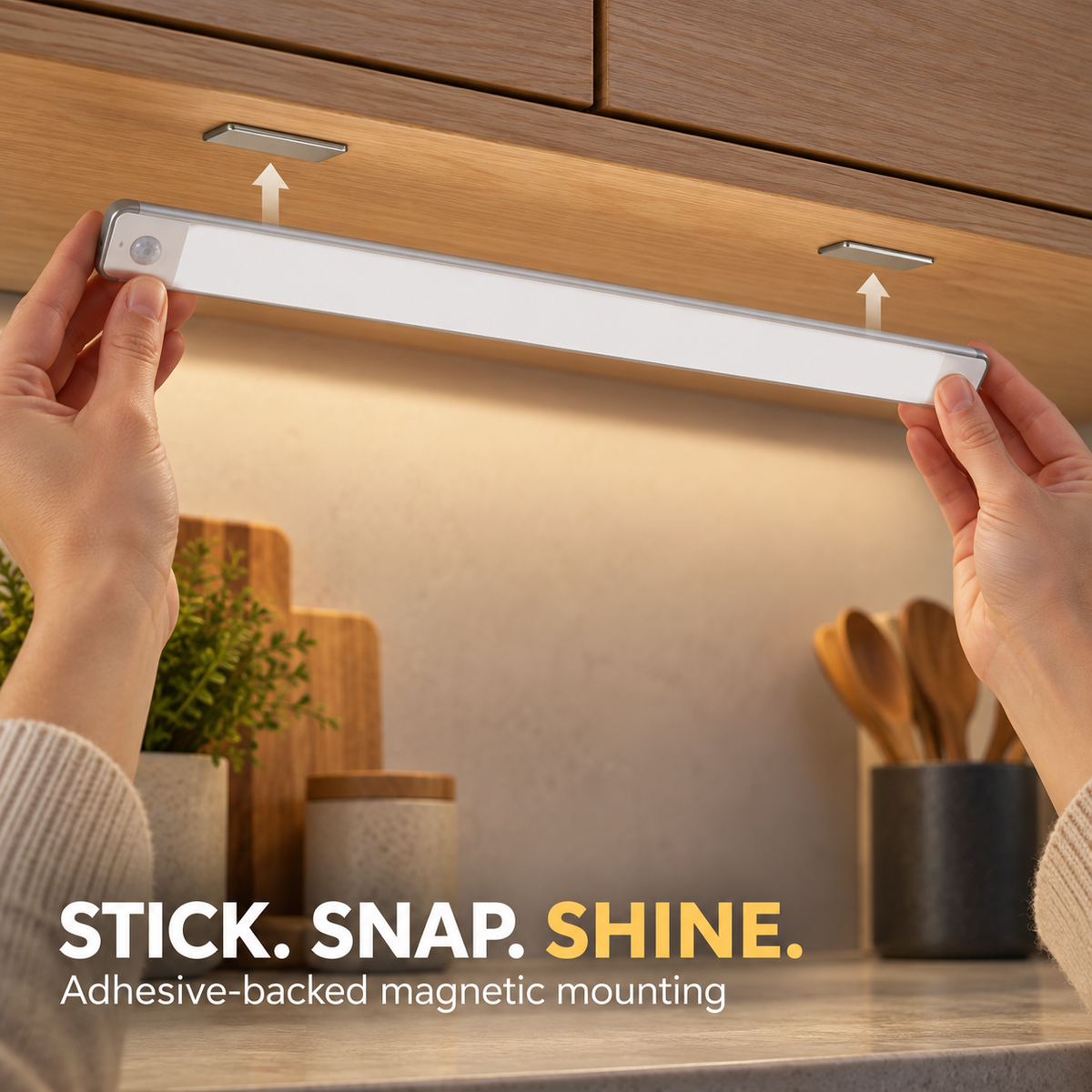 Auto-Light Any Cabinet! No-Wire Motion Sensor LED Bar