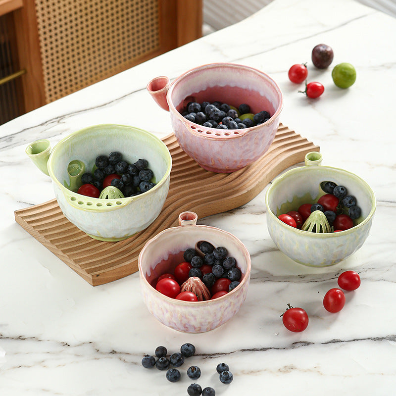 Ceramic Fruit Washer Bowl with Whirlpool Flow