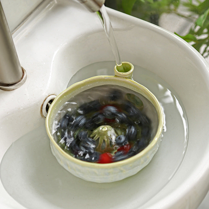 Ceramic Fruit Washer Bowl with Whirlpool Flow