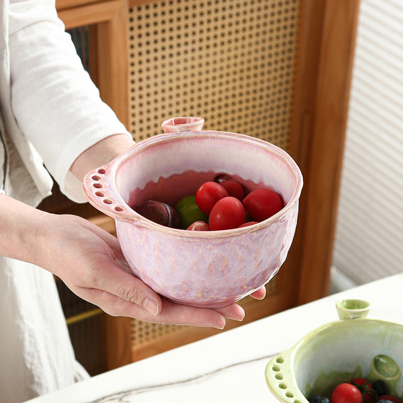 Ceramic Fruit Washer Bowl with Whirlpool Flow