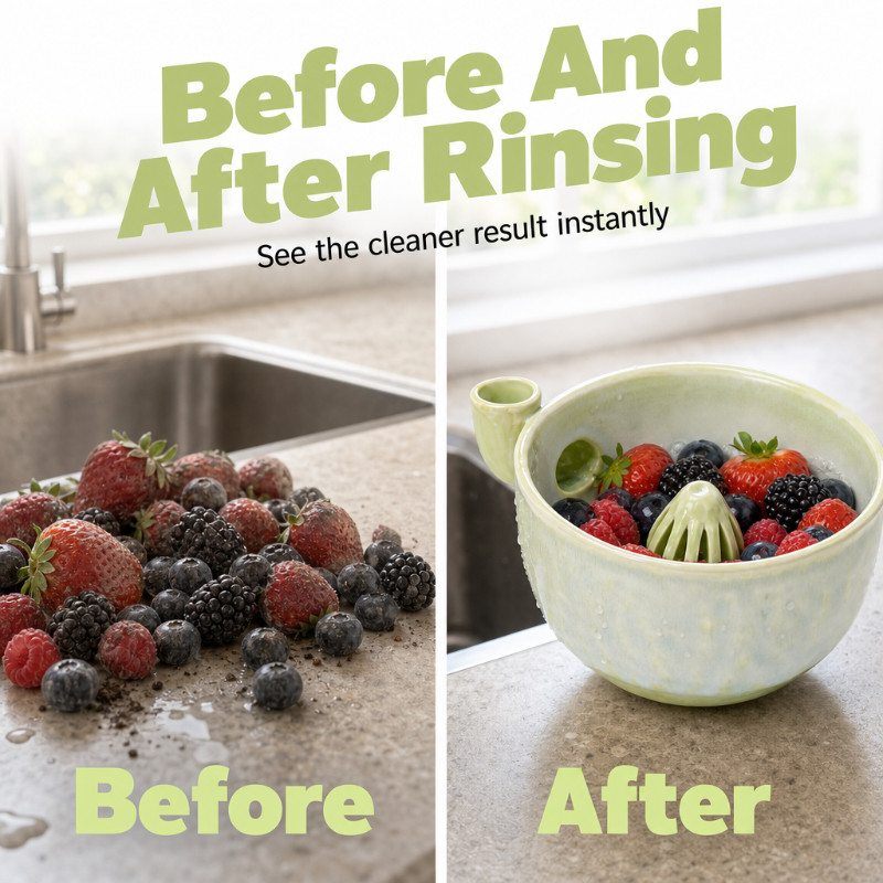 Ceramic Fruit Washer Bowl with Whirlpool Flow