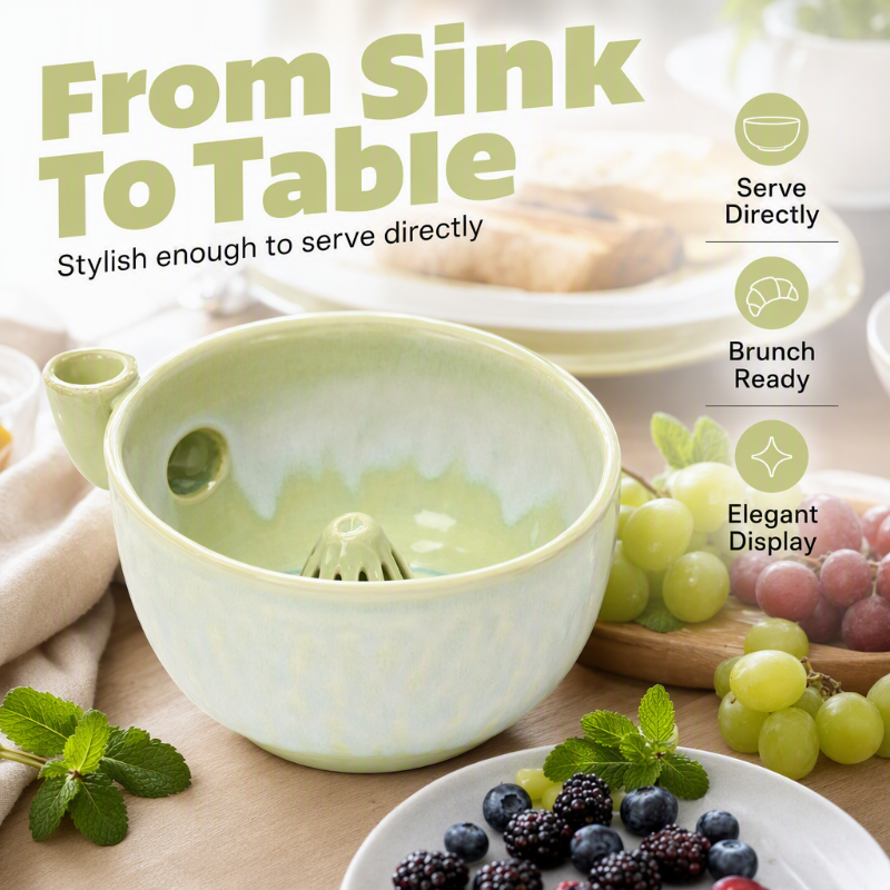 Ceramic Fruit Washer Bowl with Whirlpool Flow