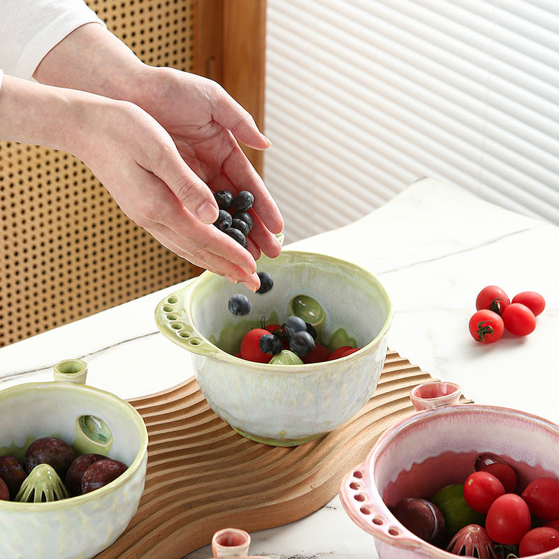 Ceramic Fruit Washer Bowl with Whirlpool Flow