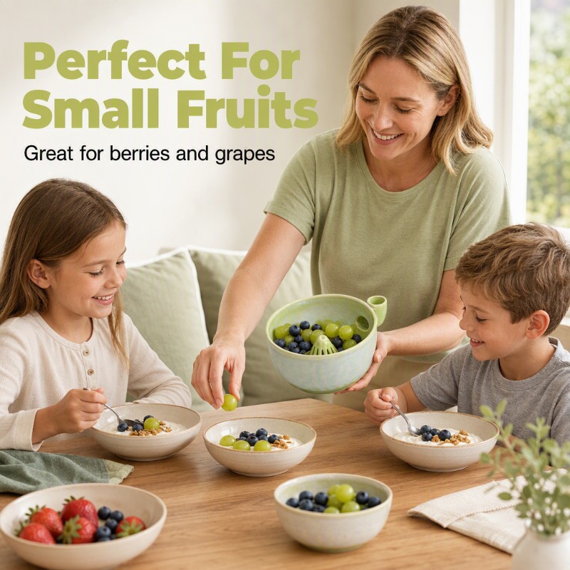 Ceramic Fruit Washer Bowl with Whirlpool Flow