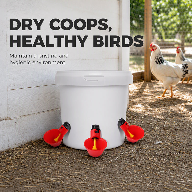 Keep Poultry Hydrated Instantly! Automatic Gravity Waterer Cups