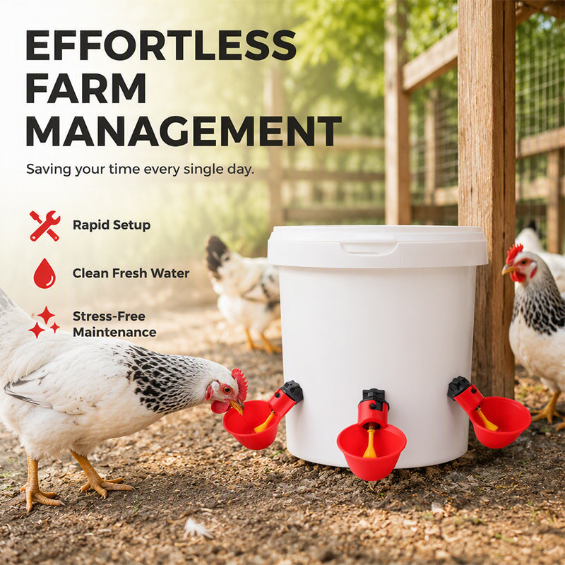 Keep Poultry Hydrated Instantly! Automatic Gravity Waterer Cups