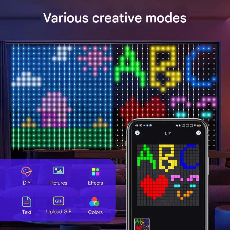 Create Custom Light Shows Instantly! Smart Waterproof LED Curtain Lights
