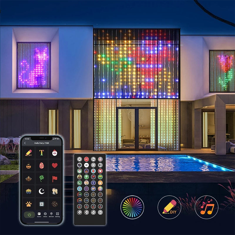 Create Custom Light Shows Instantly! Smart Waterproof LED Curtain Lights