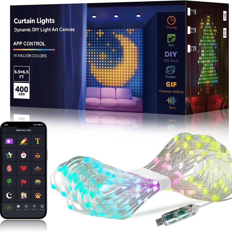 Create Custom Light Shows Instantly! Smart Waterproof LED Curtain Lights