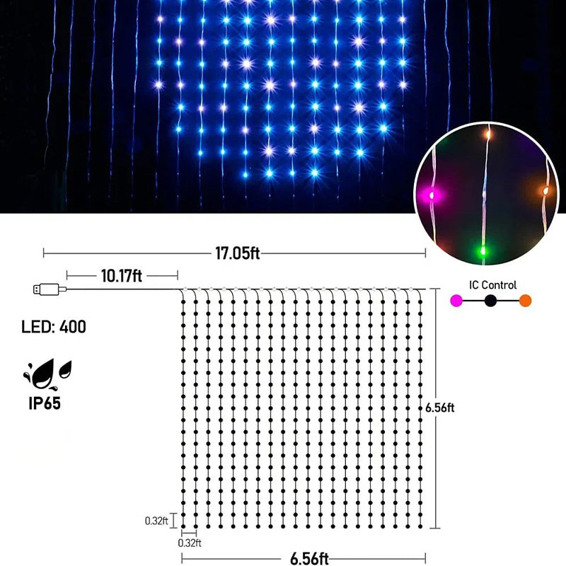 Create Custom Light Shows Instantly! Smart Waterproof LED Curtain Lights