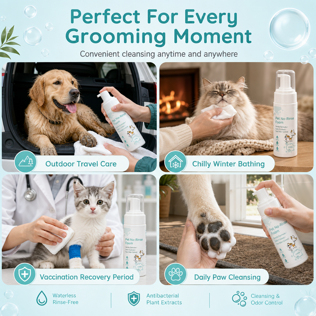 Refresh Pets Instantly! No-Rinse Waterless Pet Cleaning Mousse