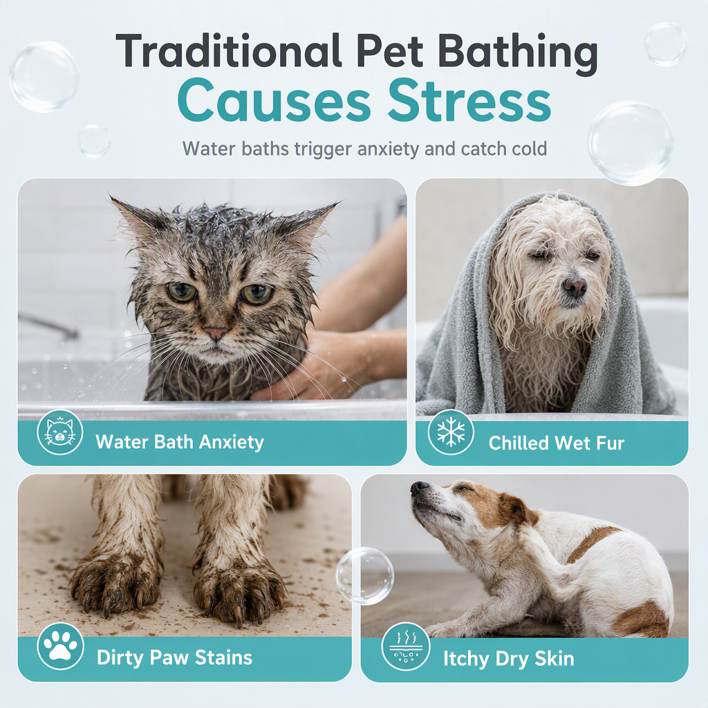 Refresh Pets Instantly! No-Rinse Waterless Pet Cleaning Mousse