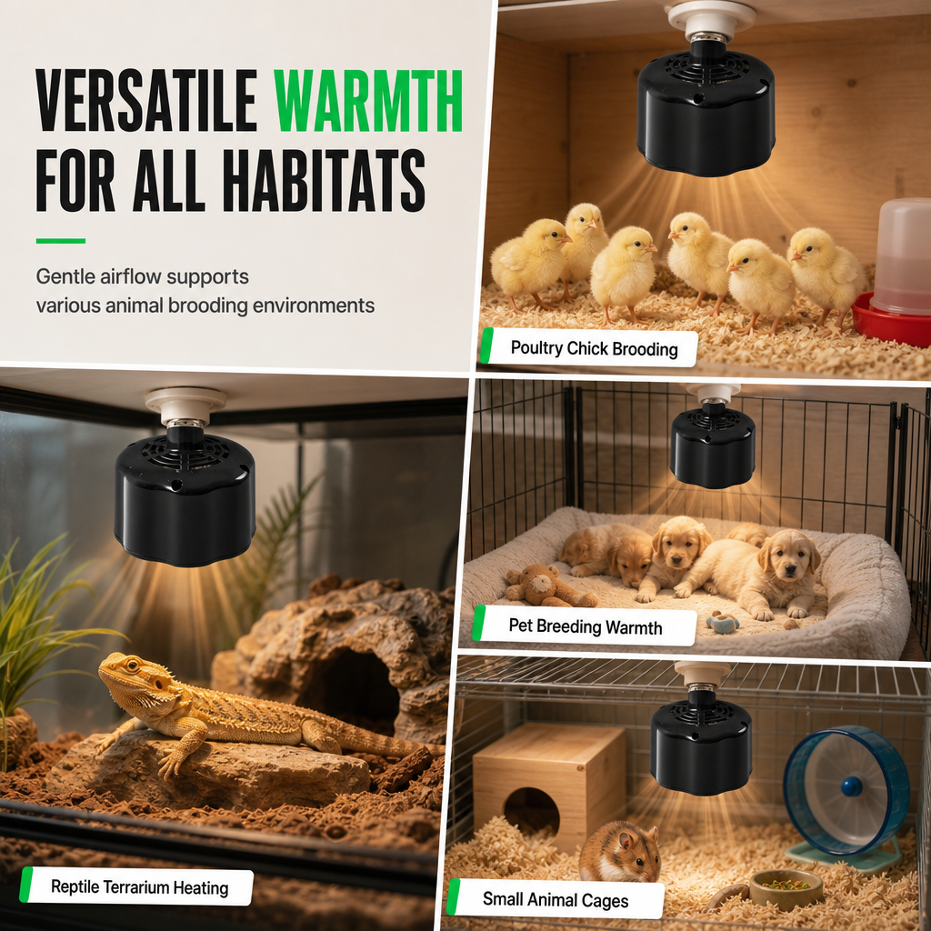 Warm Chicks Instantly! Thermostat Fan-Forced Pet Heat Lamp