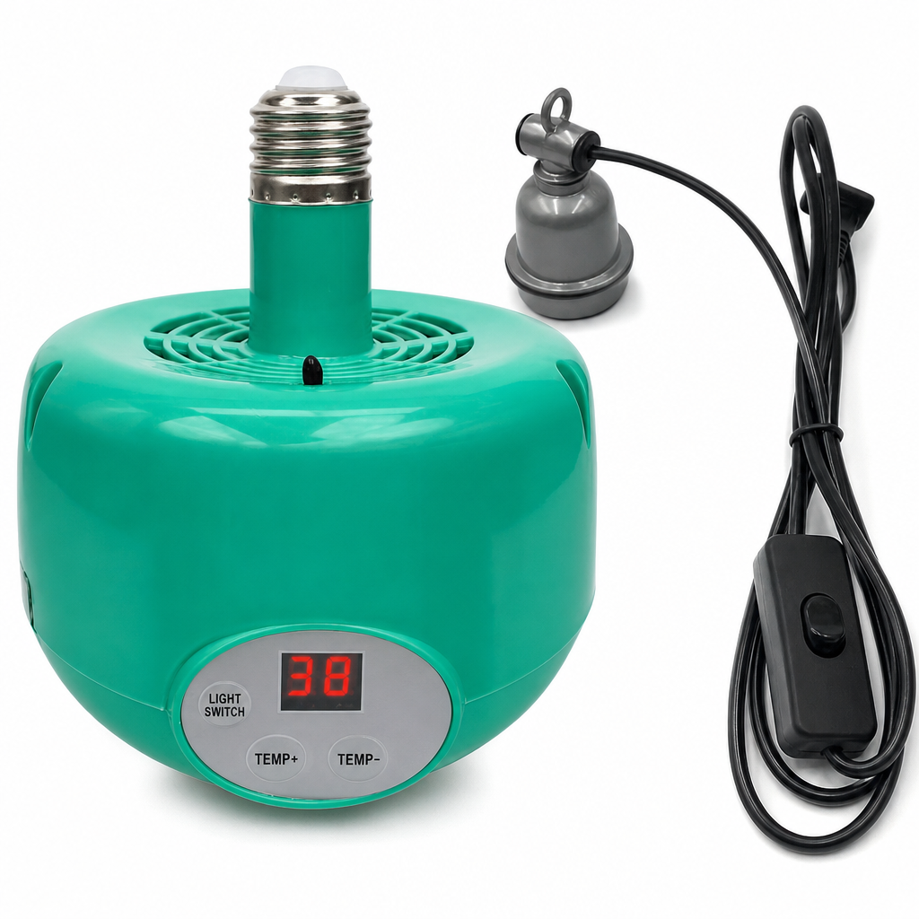 Warm Chicks Instantly! Thermostat Fan-Forced Pet Heat Lamp