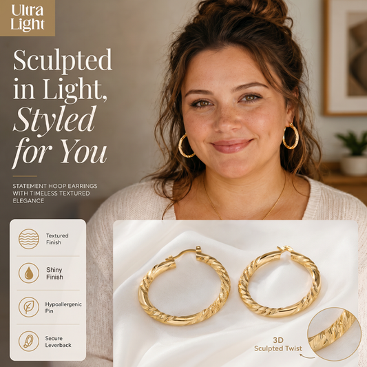 Add Elegant Twist Instantly! Gold Twisted Hoop Earrings