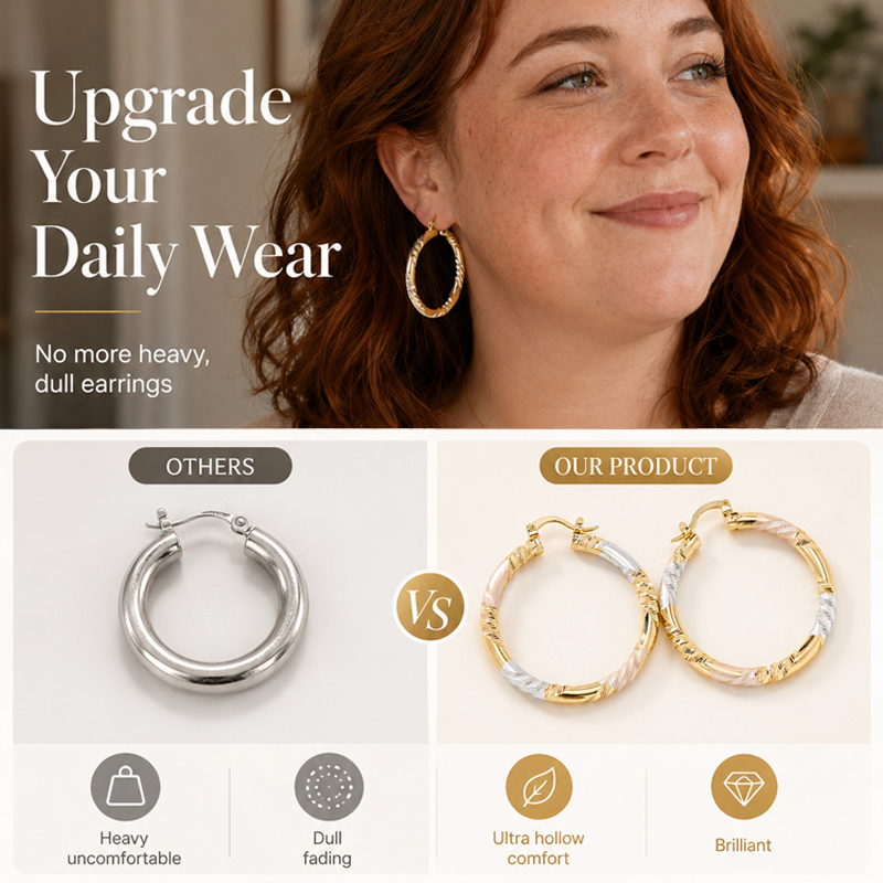 Add Elegant Twist Instantly! Gold Twisted Hoop Earrings