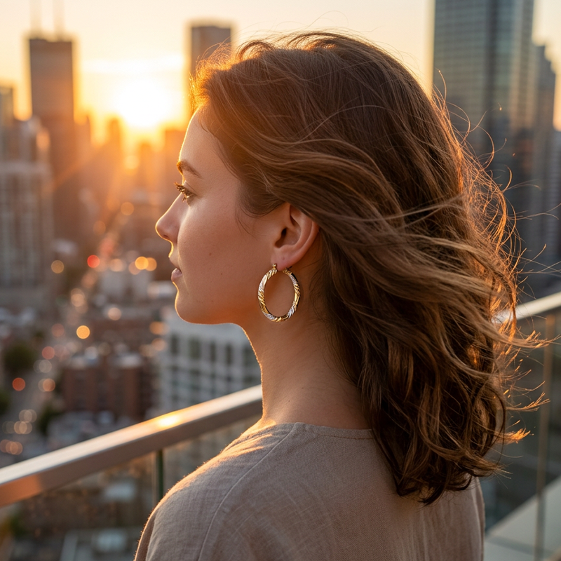 Add Elegant Twist Instantly! Gold Twisted Hoop Earrings