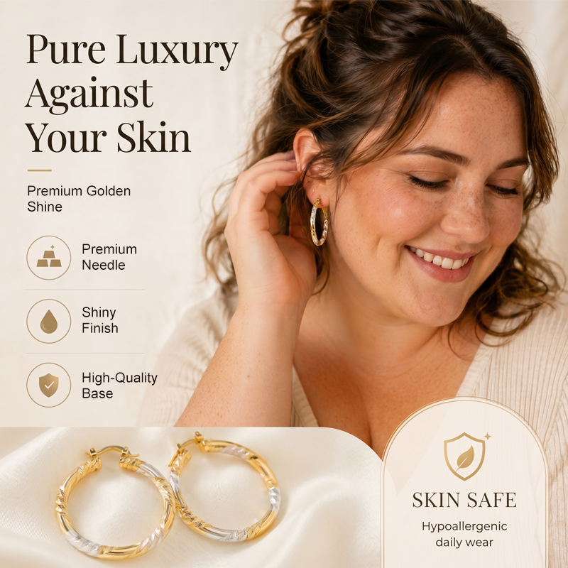 Add Elegant Twist Instantly! Gold Twisted Hoop Earrings