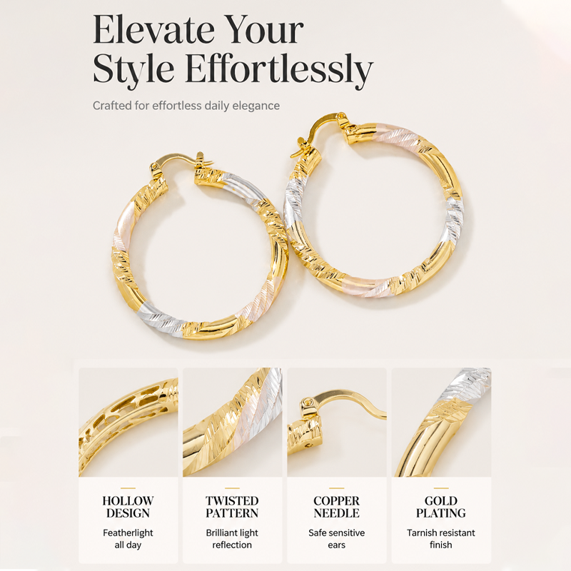 Add Elegant Twist Instantly! Gold Twisted Hoop Earrings