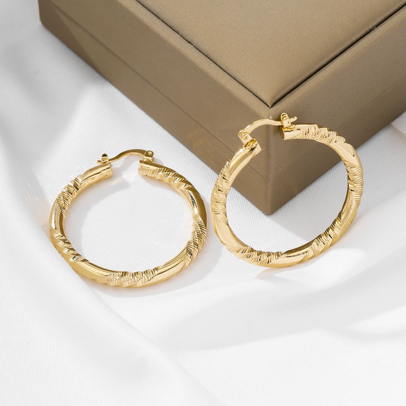 Add Elegant Twist Instantly! Gold Twisted Hoop Earrings