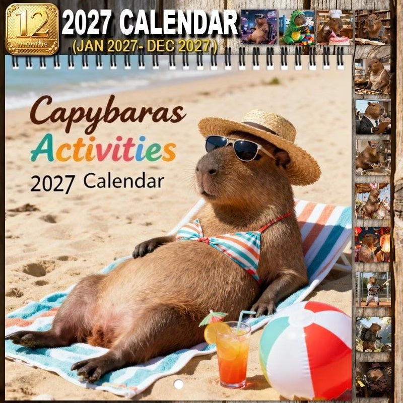 Plan Your Year With Laughs! 2027 Capybara Wall Calendar