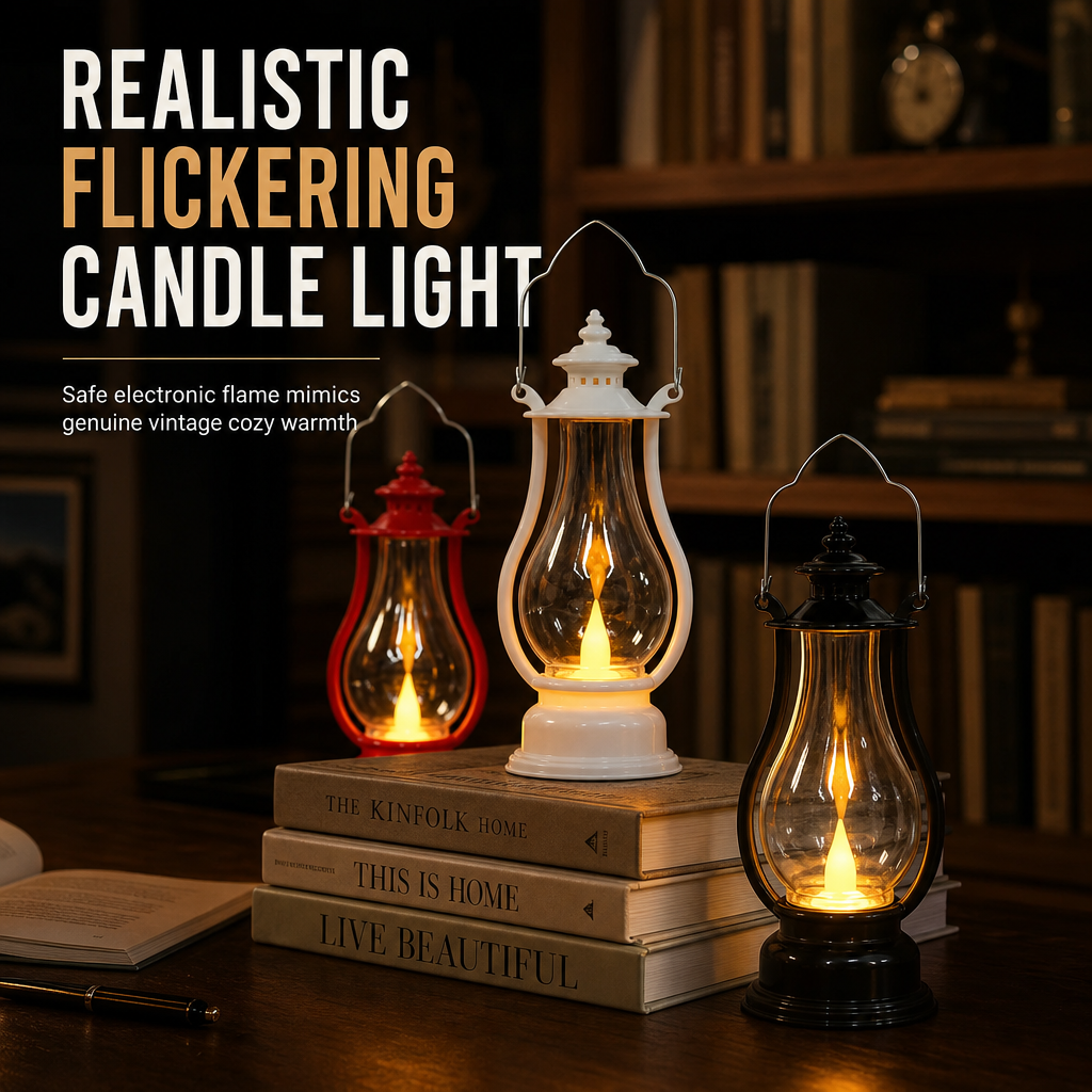 Add Warm Glow Instantly! No-Flame Flickering LED Kerosene Lantern