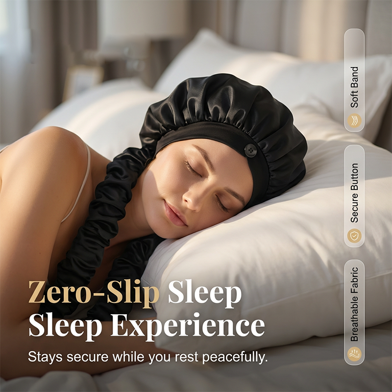 Get Frizz-Free Curls Instantly! Heatless Satin Sleep Bonnet