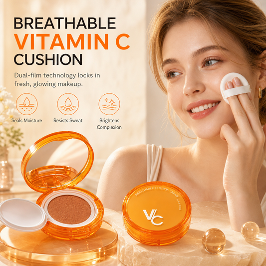 Stop Cakey Makeup Instantly! Sweatproof Vitamin C Cushion Foundation
