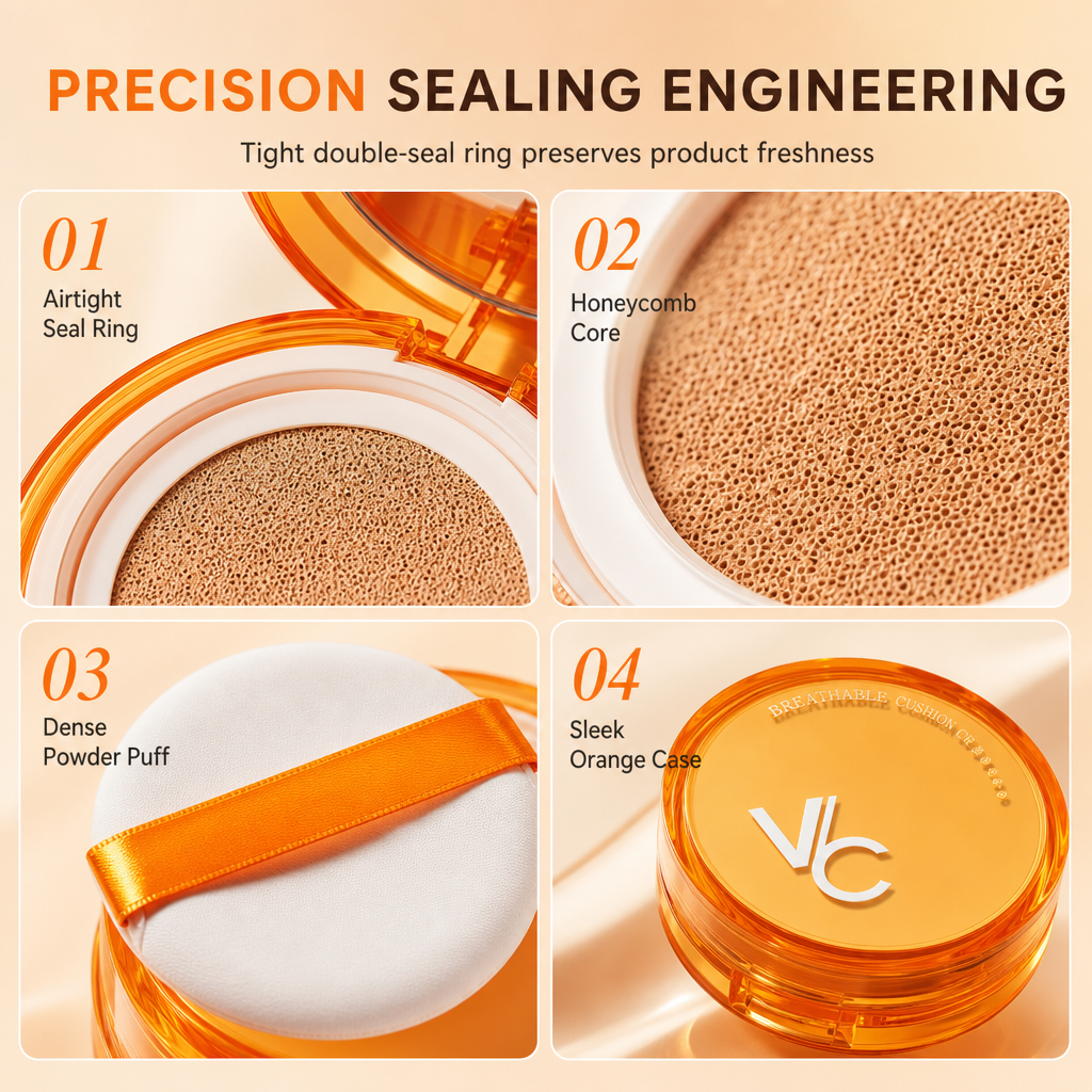 Stop Cakey Makeup Instantly! Sweatproof Vitamin C Cushion Foundation