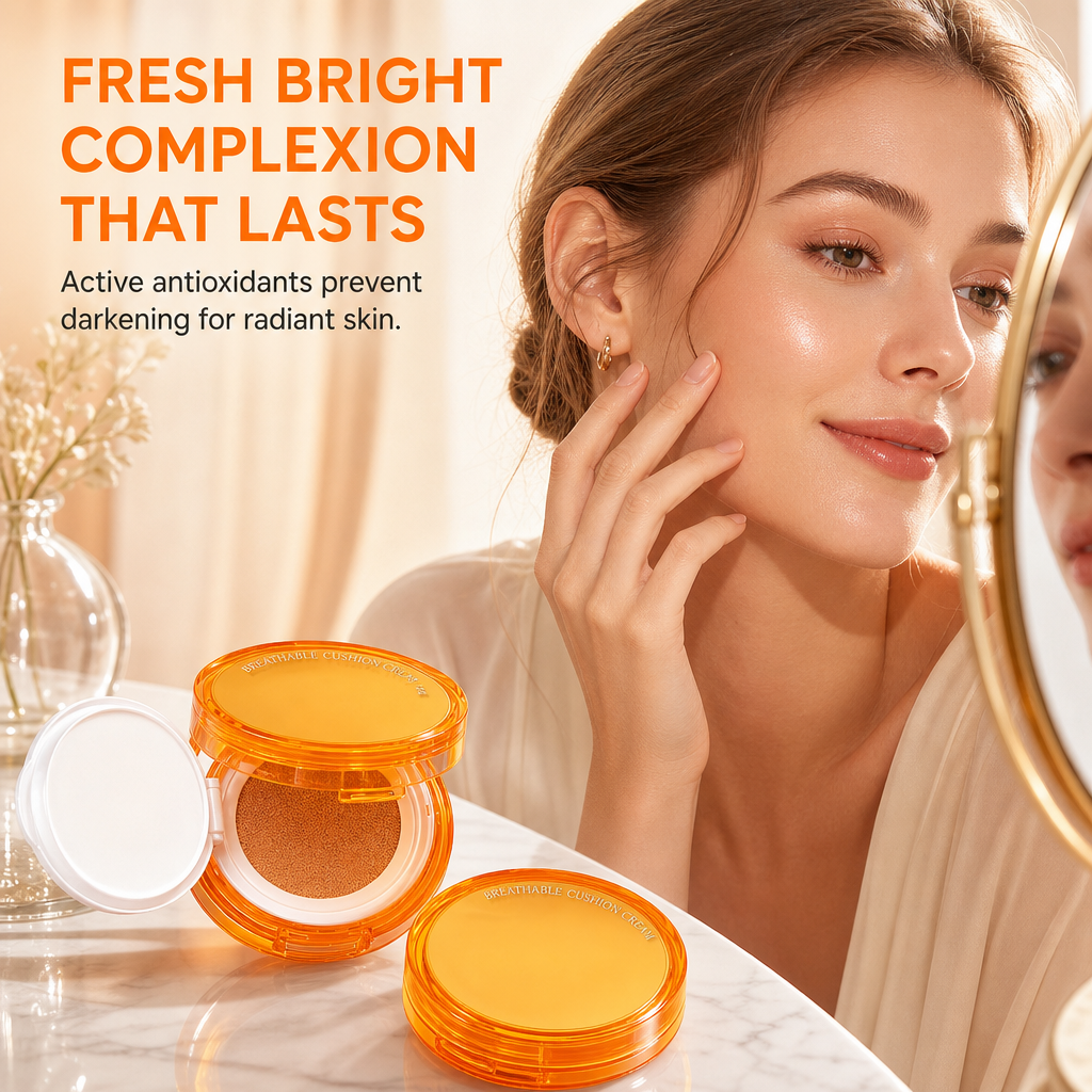Stop Cakey Makeup Instantly! Sweatproof Vitamin C Cushion Foundation